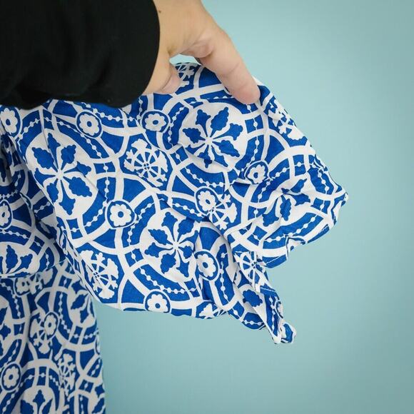 Escapada Size XL Blue Zambia Cinched Tie Crew Scoop Short Sleeve Cotton Top - Picture 4 of 7